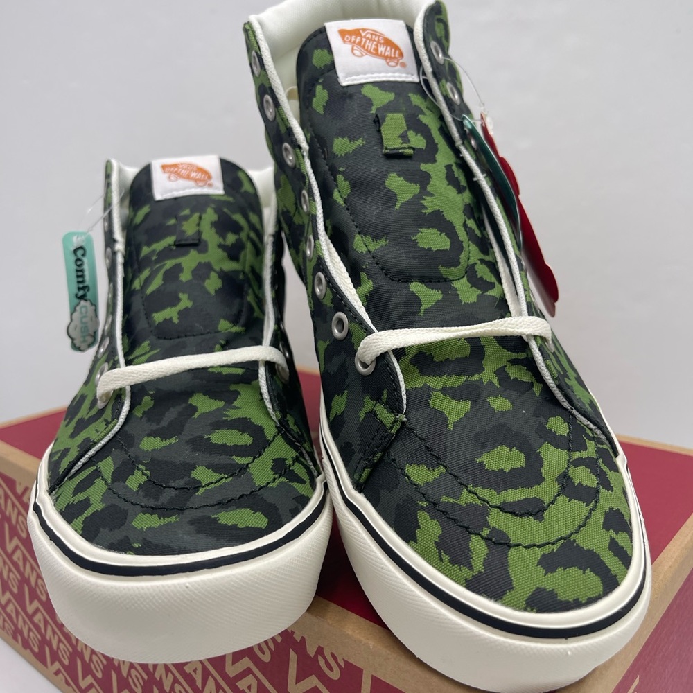 Vans WMNS COMFYCUSH Sk8-Hi Leopard Cactus/Skarab Sneakers Camo High-Tops - Picture 9 of 16
